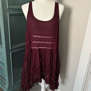Free People Burgundy/Cream Dotted Tunic or MiniDress
